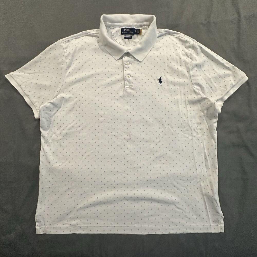 Polo Ralph Lauren Shirt Mens XL Classic Fit Geometric Dot Preppy Golf White